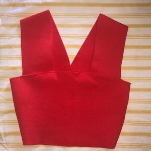 New red crop top, Vici brand.